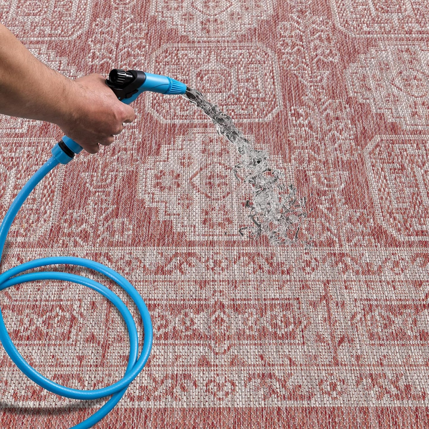 Keen Home Design Terrace Outdoor Round Rug - 8ft Round Washable Indoor/Outdoor Rug for Patio, Kitchen, Balcony, Beach, Garden, Deck and Porch, Size: 7'7" Round