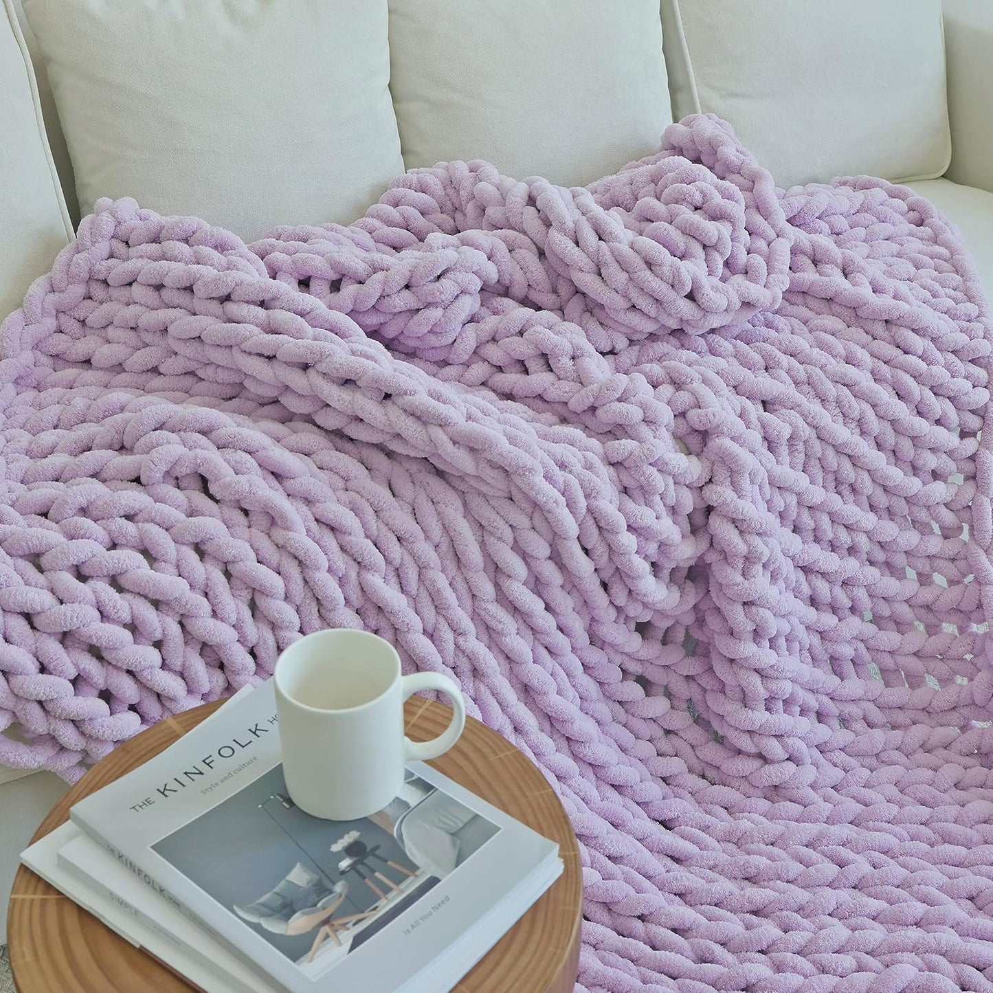 Maetoow Chenille Chunky Knit Blanket Throw (30×40 Inch, Handmade Warm & Cozy Blanket Couch, Bed, Home Decor, Soft Breathable Fleece Banket, Christmas Thick and Giant Yarn Throws, Purple