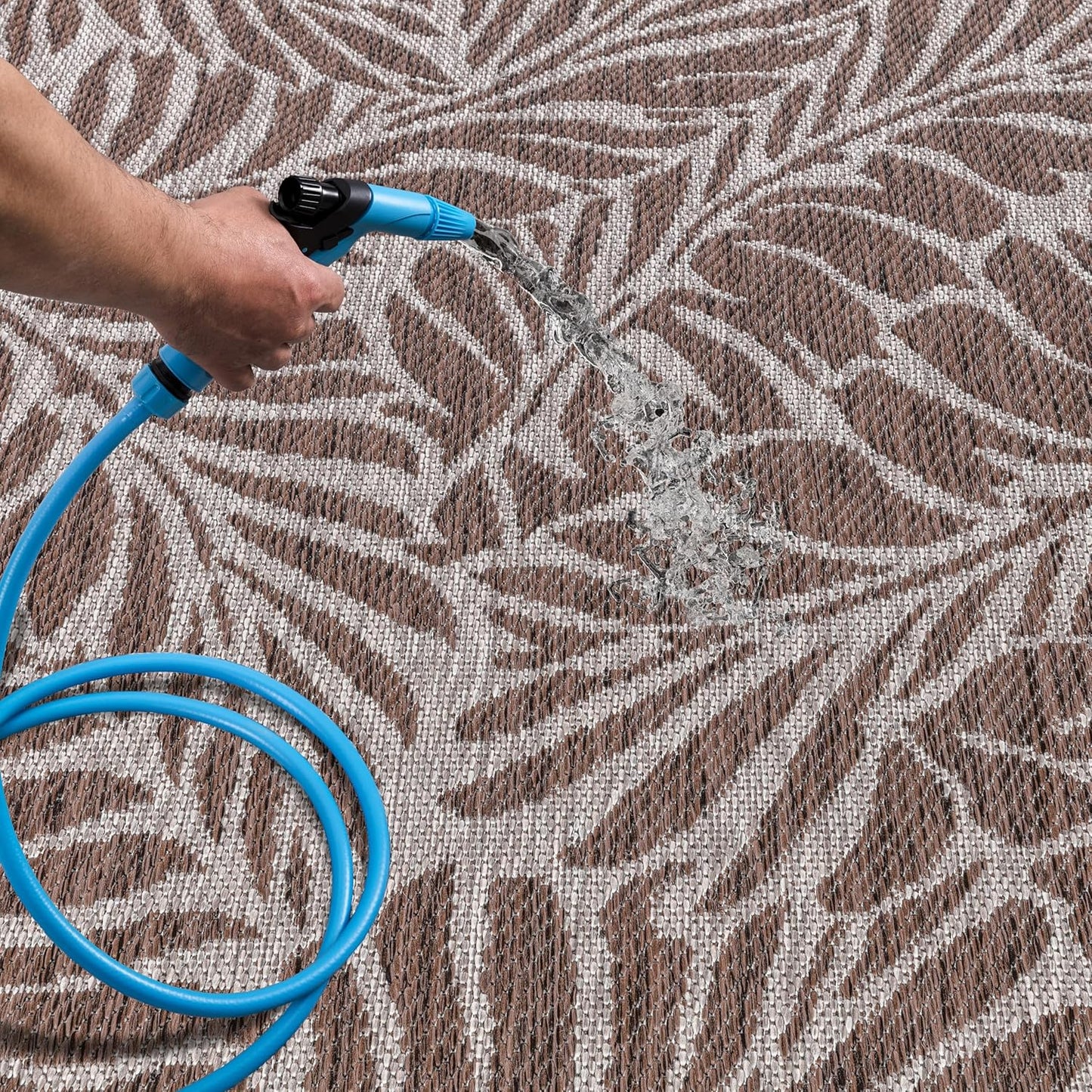 Keen Home Design Terrace Outdoor Round Rug - 5ft Round Washable Indoor/Outdoor Rug for Patio, Kitchen, Balcony, Beach, Garden, Deck and Porch, Size: 5'3" Round